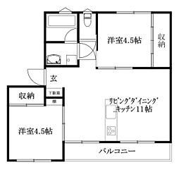 ブリューメハイム 2LDKの間取図画像