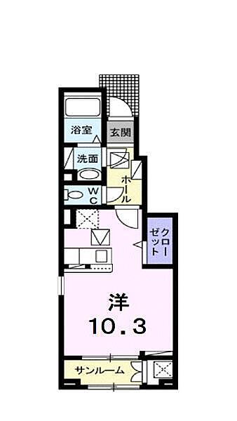 サンローレル 106 号室｜愛媛県東温市見奈良(賃貸アパート1R・1階・32.23㎡)の写真 その2