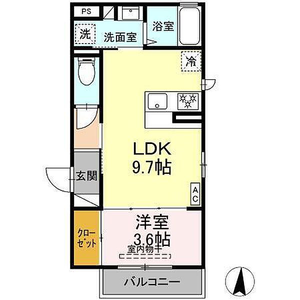 カトレア7 203 号室｜愛媛県松山市東石井5丁目(賃貸アパート1LDK・2階・34.14㎡)の写真 その2