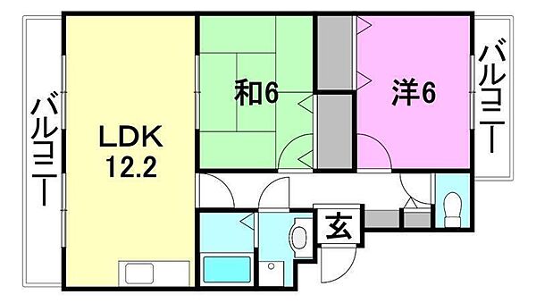 ユーミーWATANABE 101 号室｜愛媛県東温市田窪(賃貸マンション2LDK・1階・58.13㎡)の写真 その2