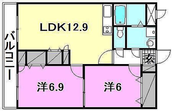 モナーク余戸 203 号室｜愛媛県松山市余戸南5丁目(賃貸マンション2LDK・2階・55.00㎡)の写真 その2