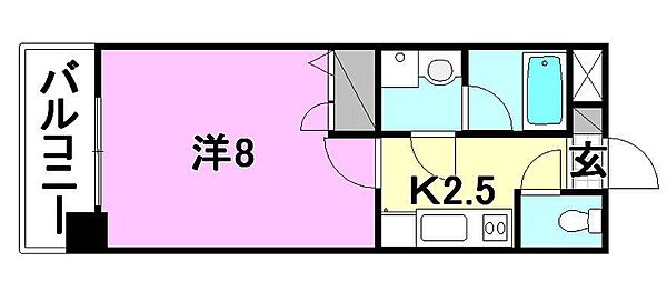 マリアージュ朝生田 403 号室｜愛媛県松山市朝生田町1丁目(賃貸マンション1K・4階・25.42㎡)の写真 その2