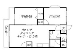 ハイツ関谷 2LDKの間取図画像