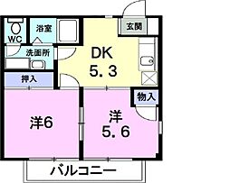 エスポワール・エル 2DKの間取図画像