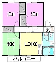 スプリングスヒル中央 B-202 号室 ｜ 愛媛県松山市中央1丁目（賃貸アパート3LDK・2階・60.35㎡） その2