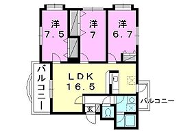 ブライムウェイブ1 101 号室 ｜ 愛媛県松山市北久米町（賃貸マンション3LDK・1階・80.30㎡） その2