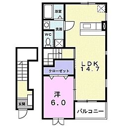 ウインド・ヒル1 1LDKの間取図画像