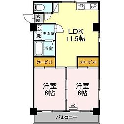 ドールハウス雄郡 2LDKの間取図画像
