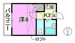 メゾン和泉北 1Kの間取図画像