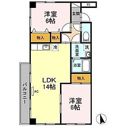 ステーションハウス久米V 3階2LDKの間取り