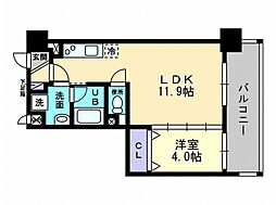 アーバン道後今市 2階1LDKの間取り