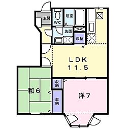 パールハイツC 2LDKの間取図画像