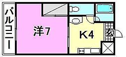 ローランハイツ 1Kの間取図画像