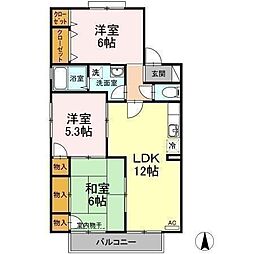 エスポワール34　Ａ〜Ｇ棟 2階3LDKの間取り