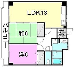 M-COURT湊町 2LDKの間取図画像