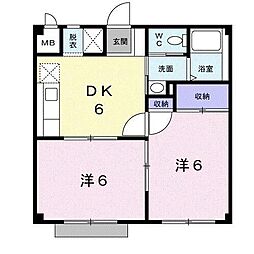 サン住吉 2DKの間取図画像