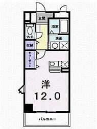 アルカンシエル・オーブ 6階ワンルームの間取り