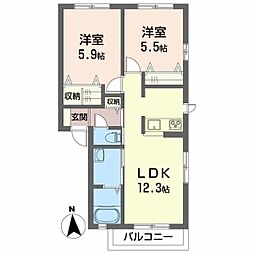 メゾフォルテB 2LDKの間取図画像