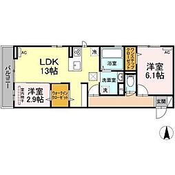 プレジデント持田A 2LDKの間取図画像