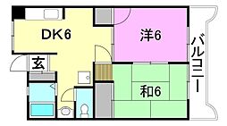 カーサグラン志津川 4階2DKの間取り