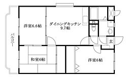 ユーミーつばき 3DKの間取図画像
