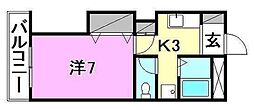 東一万ビル 3階1Kの間取り