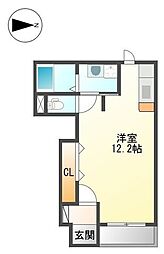 グランディールＮ 1階ワンルームの間取り