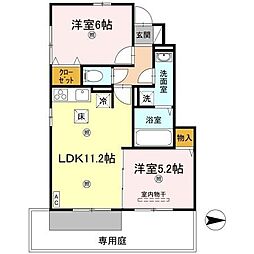 コーポ松ノ木 2LDKの間取図画像