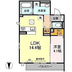 レーヴ・リボンYK 1LDKの間取図画像
