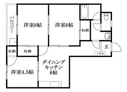 グレース辻町 3DKの間取図画像