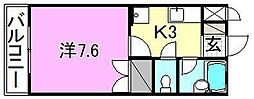 湯築ロジュマン3 1Kの間取図画像