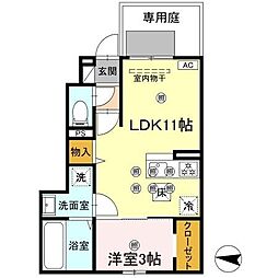 メルベーユトリシア 102 号室 1階1LDKの間取り