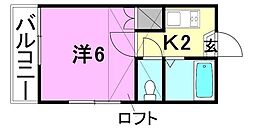 プリオール・ナカムラ 1Kの間取図画像