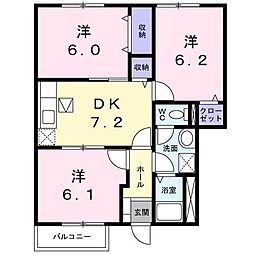 ソル・サリエンテA 3DKの間取図画像