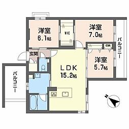 ベレオ道後 3LDKの間取図画像