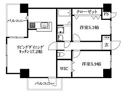 メイフェアコエックスプレミアム 1401 号室 14階2LDKの間取り
