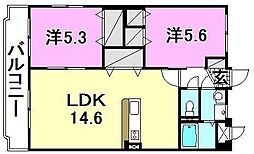 コンフォート柳原 2LDKの間取図画像