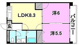 スカイコート 2LDKの間取図画像