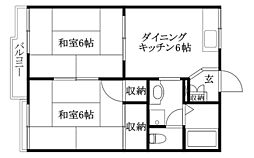 ドエル東山C 2DKの間取図画像
