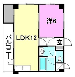 第六ミサワハウス 1LDKの間取図画像