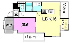 濱田レジデンス 1LDKの間取図画像