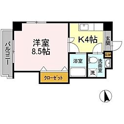 フィオーレ松山 1Kの間取図画像