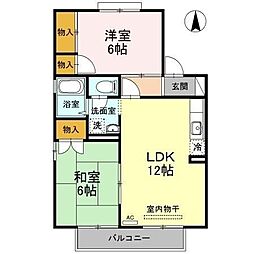 エスポワール34A 2LDKの間取図画像