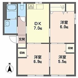 バリュージュSAYAC 3DKの間取図画像