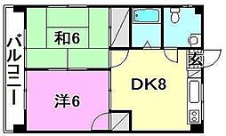 シャトレー築山 2DKの間取図画像