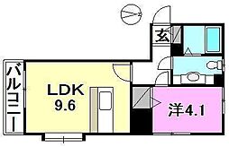 ヴァレーレ県庁前 1LDKの間取図画像