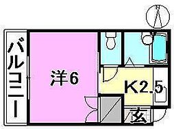 エンパイヤビル 1Kの間取図画像