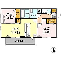 プレジデント持田A 2LDKの間取図画像