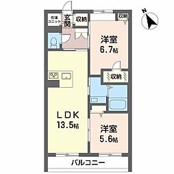 エテルナ・M 2LDKの間取図画像