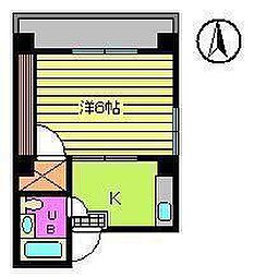 コーポ西村 1Kの間取図画像